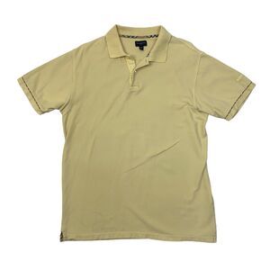 Burberry Polo Shirt Mens M Medium Daffodil Yellow Cotton Golf Plaid Trim *READ